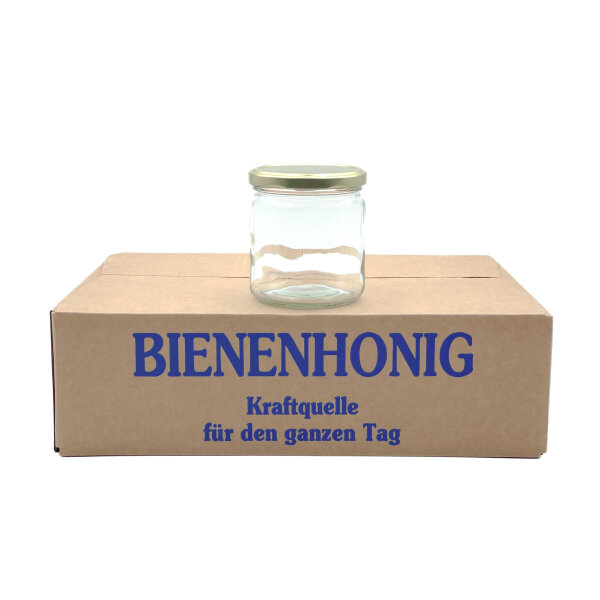 12 x 500g Honigglas Twist-Off + Deckel gold
